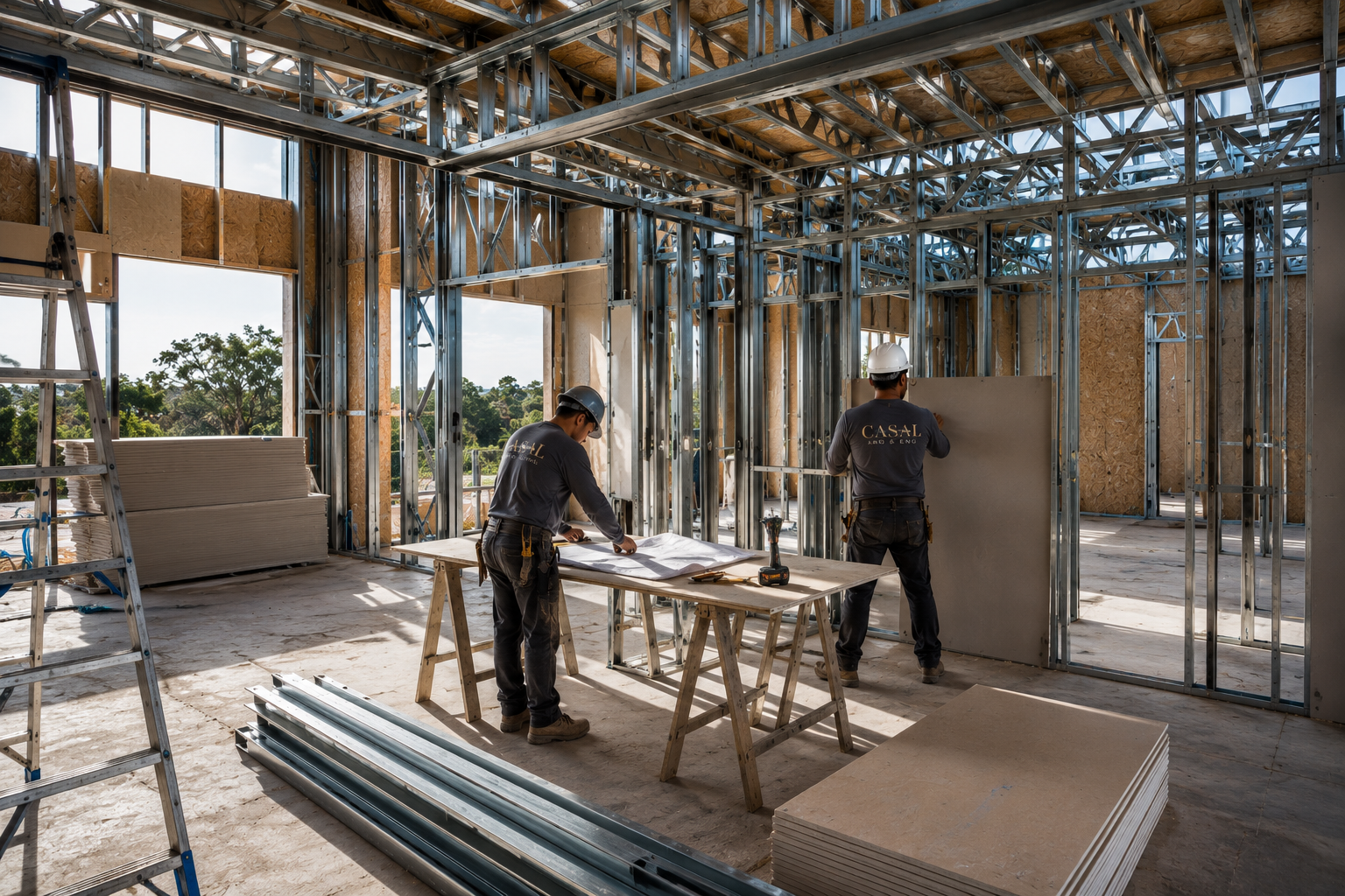 Equipe executando Steel Frame